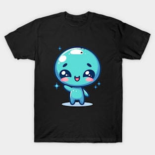 Cute Blue Alien Waving hand T-Shirt